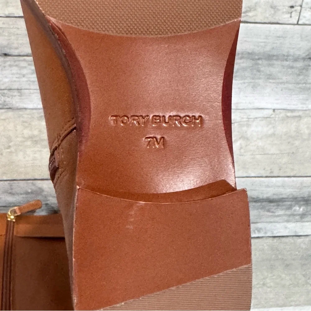 TORY BURCH EVERLY STRAP RIDING BOOTS - SIERRA TAN - SIZE - 7M .US
